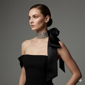 Silver Crystal Choker Necklace